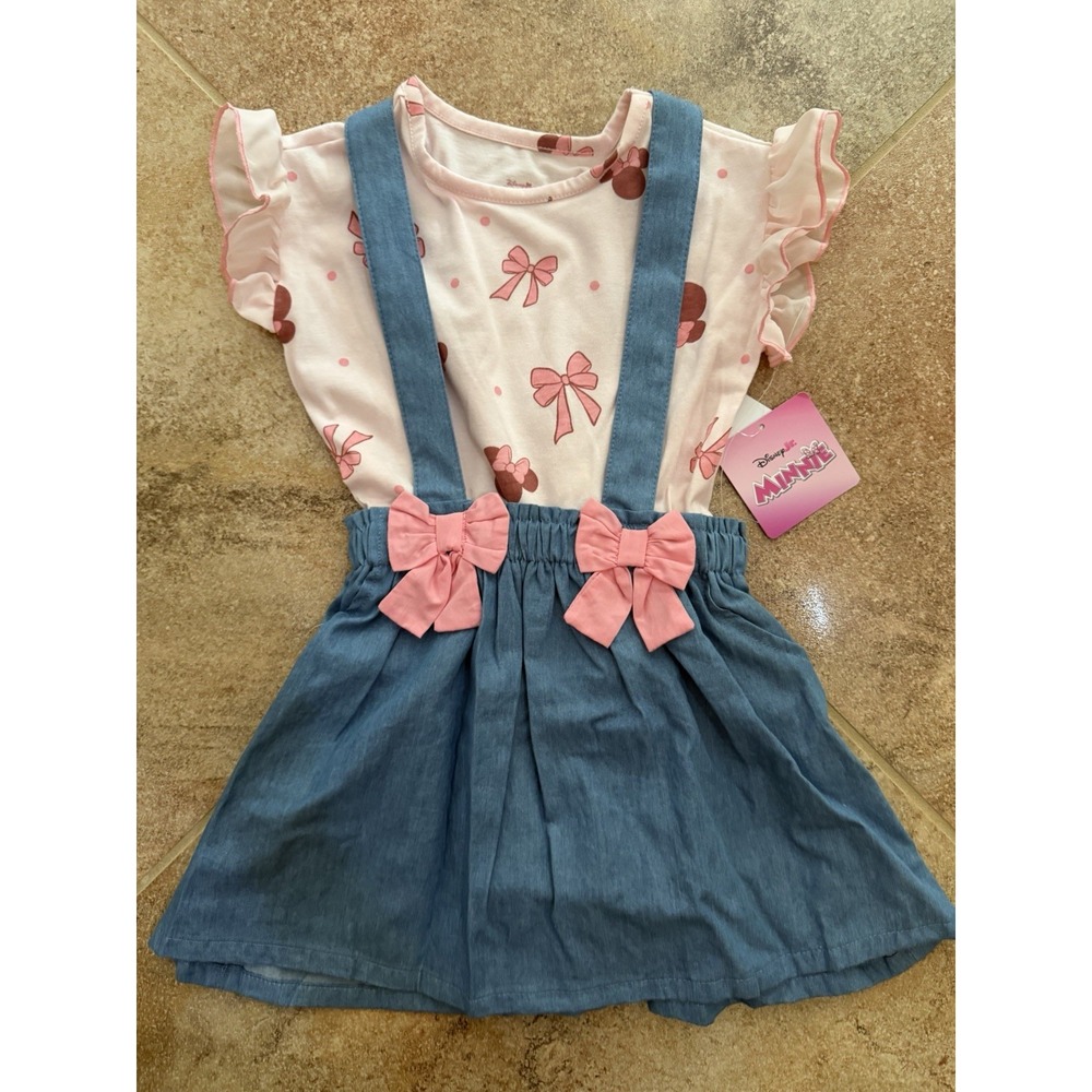 Toddler Girls' Disney Minnie Mouse T-Shirt & Skirt With Bows Set Size 3T NWT